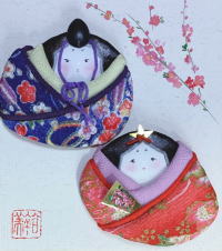 博多おきあげで色紙におひなさま作り