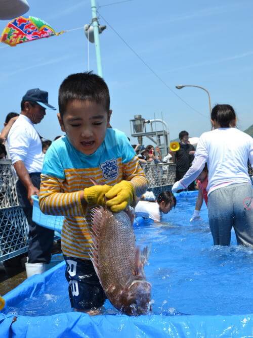 ふるさと港まつり 魚のつかみ取り