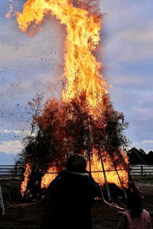 新春鬼火焚き