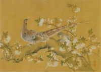 荒木寛畝《桜に山鳥図額》