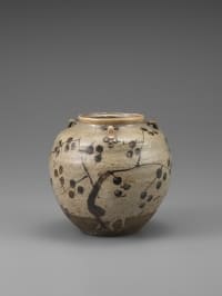 絵唐津柿文三耳壺（水指）